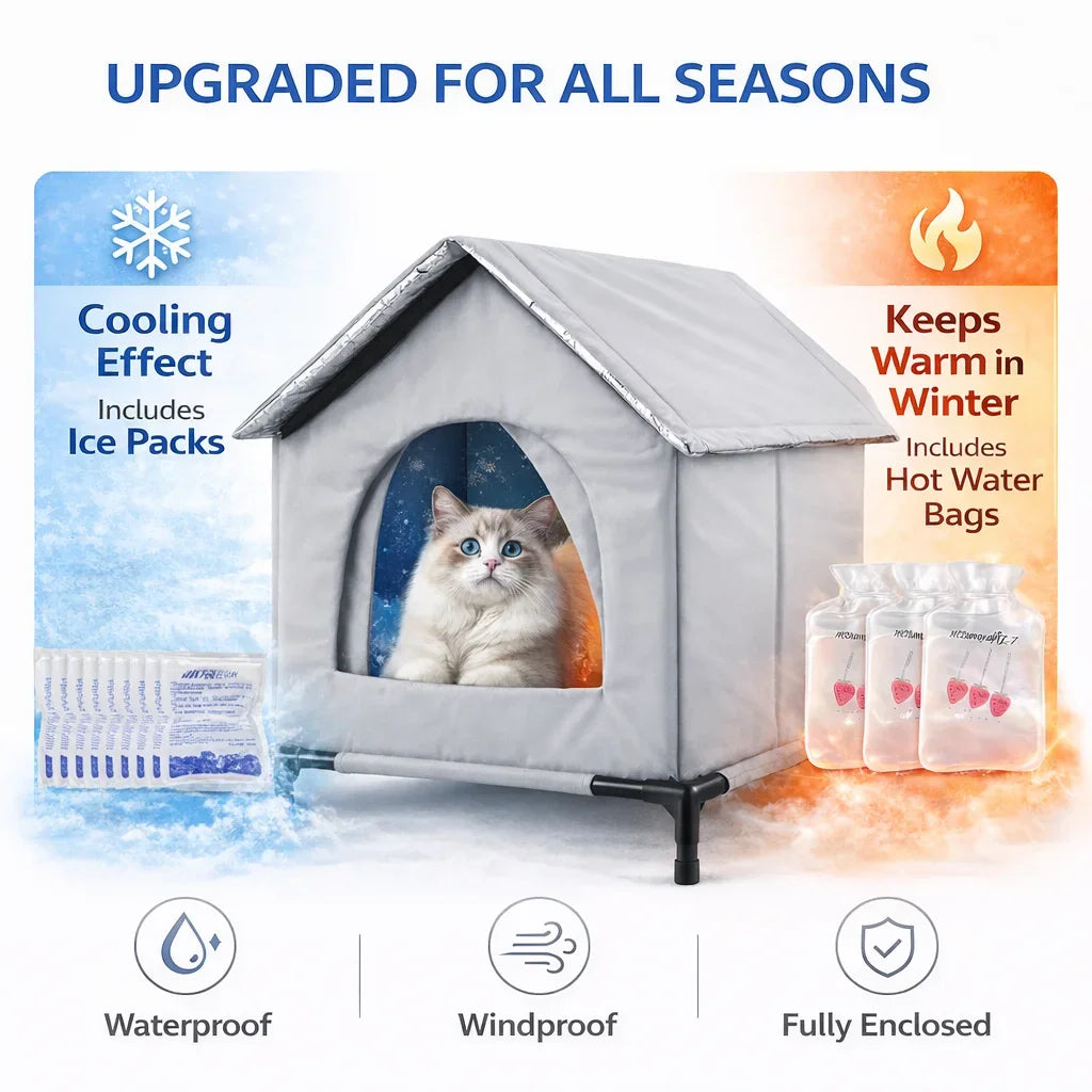 LoryPets Portable Waterproof Cat House – The Ultimate All-Season Pet Home